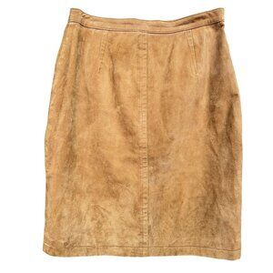 Hunt Club Womens Straight Pencil Mini Skirt 8 Tan Leather Suede Above The Knee